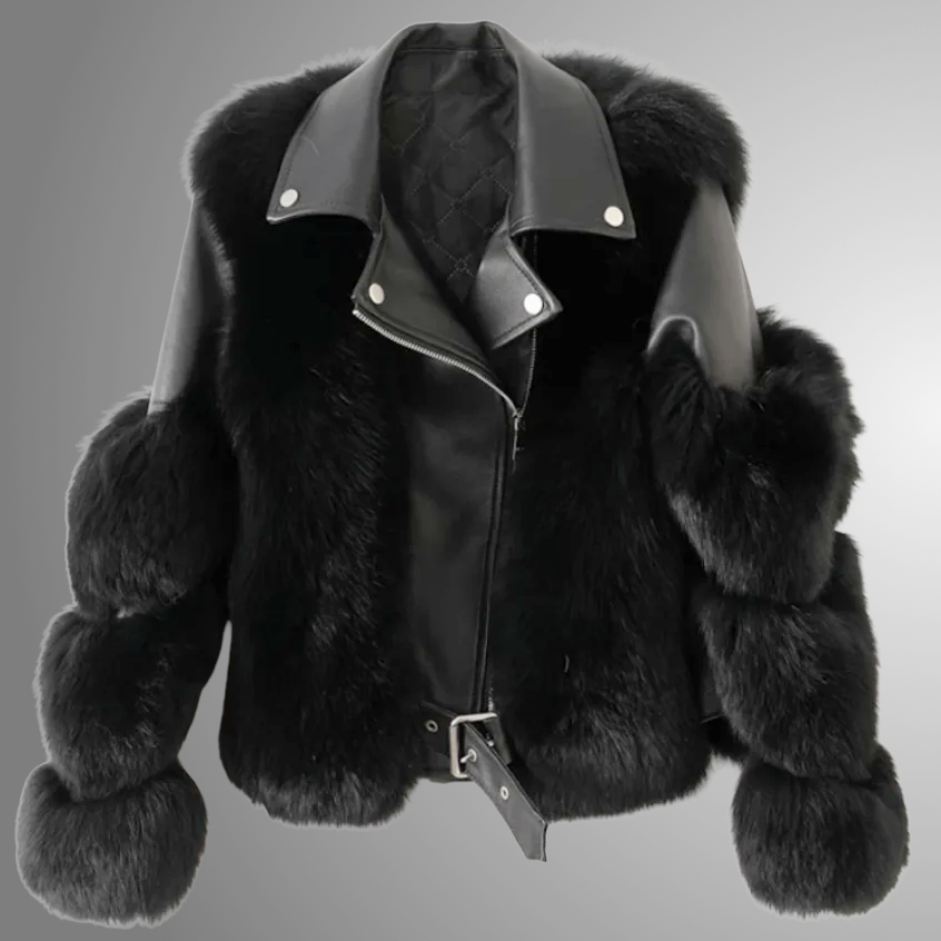 Veste en cuir et fourrure Valentina